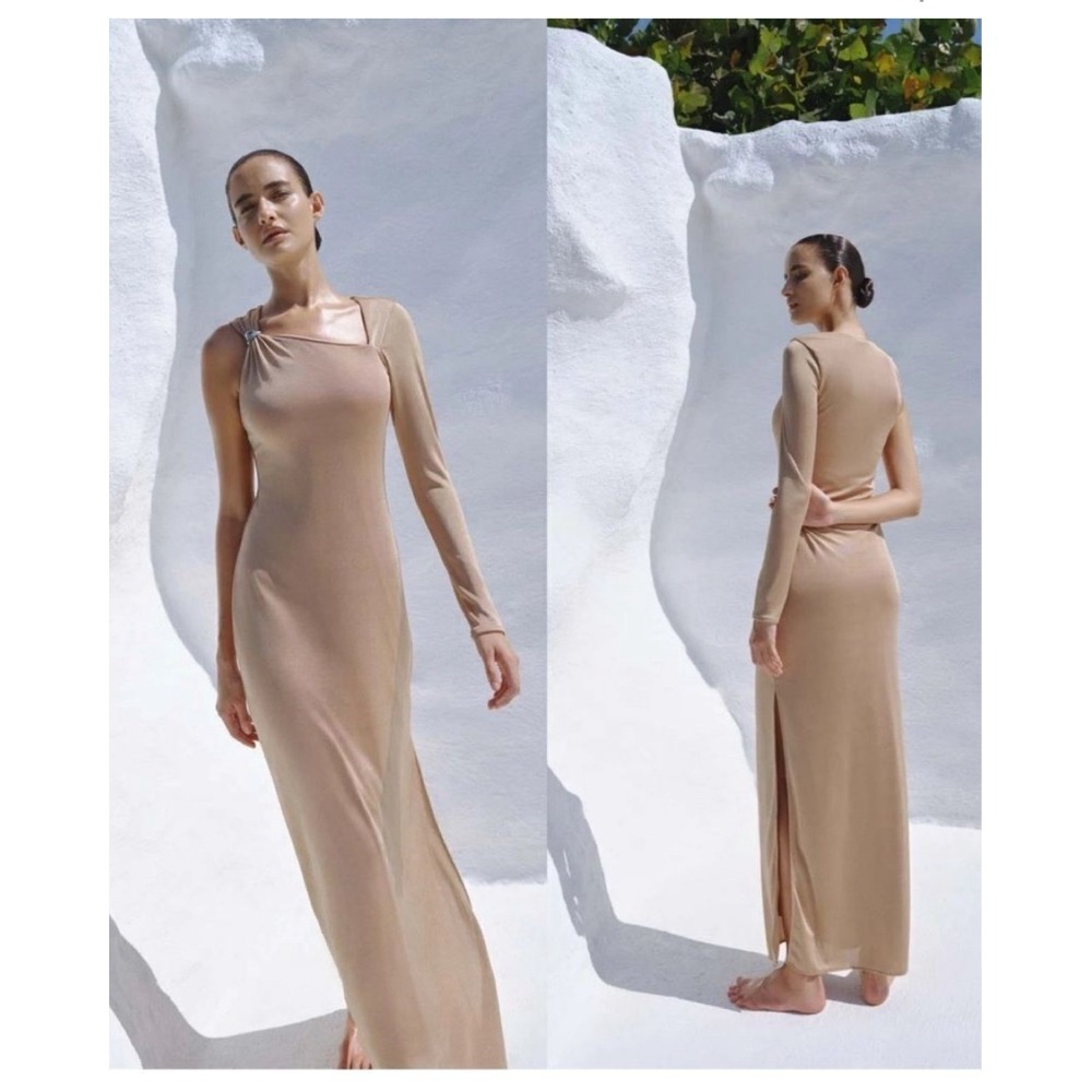 Baobab Collection Brooklyn Dress Womens Small Chai One Shoulder Maxi New